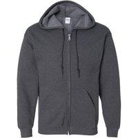 Gildan Men's Heavy Blend Full Zip Hooded Sweatshirt Top in Dark Grey | Size: XL