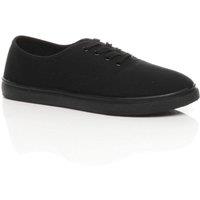 AJVANI Men's Flat Heel Lace Up Canvas Pumps Jersey Plimsolls in Black | Size: 12
