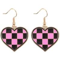 Something Different Men's Heart Dangle Earrings in Pink