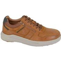 Route 21 Men's Original Denim Leather Zip Trainers in Tan | Size: 12