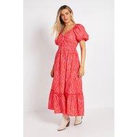 Dorothy Perkins Women's Zebra Poplin Twist Front Midi Dress | Size: 12