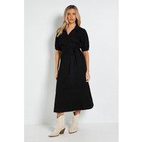 Dorothy Perkins Women's Volume Sleeve Wrap Midi Denim Dress in Black | Size: 12