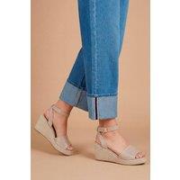Dorothy Perkins Women's Wide Fit Rebekah Faux Suede Peep Toe Espadrille Wedge Sandals in Beige | Size: 3