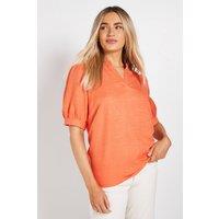 Dorothy Perkins Women's Overhead Puff Sleeve Shirt in Orange | Size: 18
