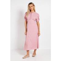 Dorothy Perkins Women's Tie Puff Sleeve Midi Tea Dress in Blush | Size: 8