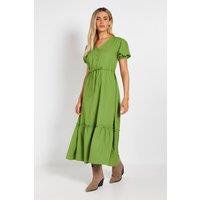 Dorothy Perkins Women's Drawstring Waist Bubble Sleeve Midi Dress in Green | Size: 8