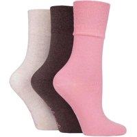 SOCKSHOP Gentle Grip Women's 3 Pair Plain Cotton Socks in Blue | Size: 4-8