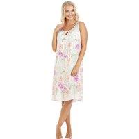 Camille Women's Classic Sleeveless Floral Print Chemise in White | Size: 14