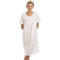 Camille Women's Classic Floral Dot Print Jersey Nightdress in Pink | Size: 10-12