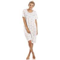 Camille Women's Classic Floral Dot Print Jersey Nightdress in Blue | Size: 18-20
