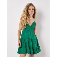 Apricot Women's Cotton Crochet Cami Mini Dress in Green | Size: 12