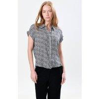 Louche Women's Abinaya Dazzler Print Short Sleeve Shirt - Black | Size: 12