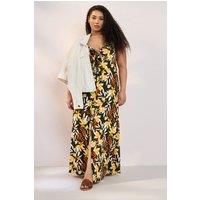 Yours Women's Floral Print Maxi Dress in Black | Size: 26-28