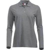 Clique Women's Classic Marion Melange Long-Sleeved Polo Shirt in Grey | Size: Large