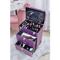 Living and Home Professional 3-in-1 Rolling Cosmetic Cases Makeup Trolley Nail Luggage Storage Organizer in Purple