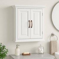 Teamson Home Wall-Mounted Bathroom Cabinet with Adjustable Shelves, White/Bronze in White