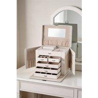 ExtraStar Large Multi-Tier Faux Leather Jewellery Box with Handle in Pink