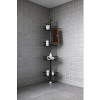 ExtraStar 4-Tier Corner Shower Shelf Metal Bathroom Organizer in Black