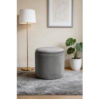 ExtraStar Modern Pleated Storage Ottoman with Lift-Up Lid in Grey