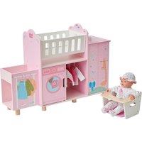 Teamson Kids 6-in-1 Doll Nursery Station with Cradle & Storage in Pink