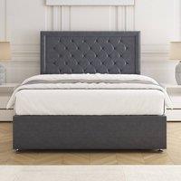 BSSPOKE Nova Plush Velvet Divan Bed Set 24 Headboard & Mattress No Drawers in Charcoal | Size: King