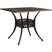 Berkfield Home Garden Table Bronze 90x90x73 cm Cast Aluminium in Brown | Size: 90 x 90 x 73 cm