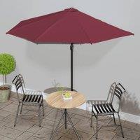 Berkfield Home Balcony Parasol with Aluminium Pole Bordeaux Red 300x155x223 cm Half | Size: 300 x 155 x 223 cm