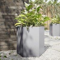 Berkfield Home Garden Planter Hexagon 46x40x45 cm Galvanized Steel in Silver | Size: 46 x 40 x 45 cm