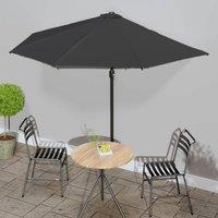 Berkfield Home Balcony Parasol with Aluminium Pole Black 300x155x223 cm Half | Size: 300 x 155 x 223 cm