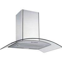 Igenix 60CM Curved Glass Chimney Cooker Hood, Stainless Steel in Silver