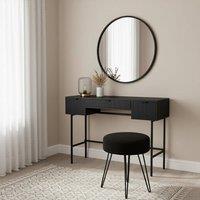 OHS Ribbed Dressing Table Vanity Makeup Desk with 3 Drawers in Black