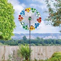 mysmartbuy Harlequin Illuminated Garden Wind Spinner with Solar Crackle Globe