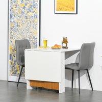 HOMCOM Folding Dining Table Mobile Writing Desk Workstation Casters Teak in White