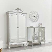 Melody Maison Mirrored Wardrobe & Chest Of Drawers - Tiffany Range in Silver