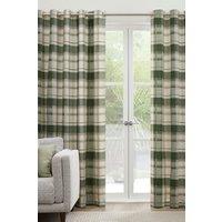 Fusion 'Balmoral Check' Country Checked Pattern Pair of Eyelet Curtains in Bottle Green | Size: 229 cm width x 183 cm drop