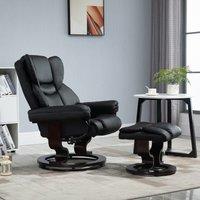 HOMCOM Padded PU Leather Manual Reclining Armchair Sofa Chair w/ Footstool in Black