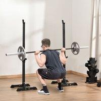 HOMCOM Power Rack Weight Stand Bar Barbell Squat Stand Spotter, for Home Workout in Black | Size: 160 cm