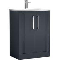 Balterley Floor Standing 2 Door Vanity Unit - Curved Basin 600mm, Satin Dark Grey