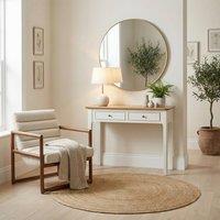 FurnitureboxUK Belle 2 Drawer Solid Oak Wood & Cream Console Table