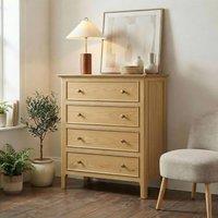FurnitureboxUK Belle 4 Drawer Solid Oak Wood Chest of Drawers in Light Brown