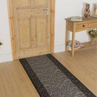 runrug Hallway Carpet Runner Rug - Soft & Comfy, 9mm - 'Baroque' in Black | Size: 60 cm x 360 cm