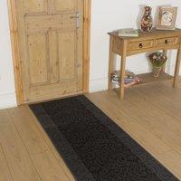 runrug Hallway Carpet Runner Rug - Soft & Comfy, 9mm - 'Baroque' in Grey | Size: 60 cm x 390 cm