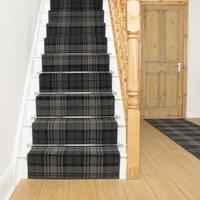 runrug Stair Runner Carpet for Staircases - Soft & Comfy, 9mm - 'Tartan' in Black | Size: 70 cm x 540 cm