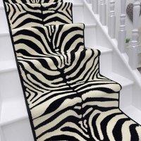 runrug Stair Runner Carpet for Staircases - Soft & Comfy, 9mm - 'Zebra' in White | Size: 60 cm x 720 cm