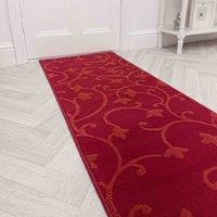 runrug Hallway Carpet Runner Rug - Soft & Comfy, 9mm - 'Vines' in Red | Size: 60 cm x 390 cm