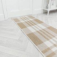 runrug Carpet Runner Rug - Indoor/Outdoor, Reversible, 2mm - 'Chequered' in Brown | Size: 60 cm x 330 cm