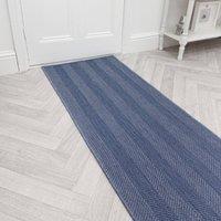 runrug Carpet Runner Rug - Indoor/Outdoor, Reversible, 2mm - 'Stripes' in Blue | Size: 60 cm x 330 cm