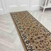 runrug Hallway Carpet Runner Rug - Soft & Comfy, 9mm - 'Traditional' in Tan | Size: 60 cm x 210 cm