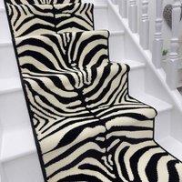 runrug Stair Runner Carpet for Staircases - Soft & Comfy, 9mm - 'Zebra' in White | Size: 80 cm x 600 cm