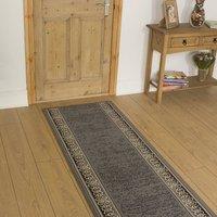 runrug Hallway Carpet Runner Rug - Soft & Comfy, 9mm - 'Tribal' in Grey | Size: 80 cm x 360 cm
